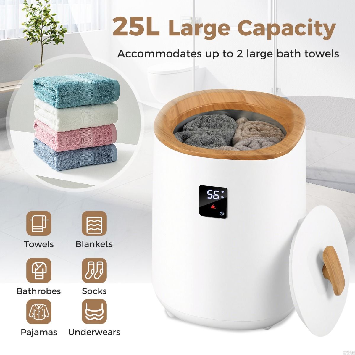 Chauffe-serviettes Coast Emmer - Chauffage rapide - Capacité de 18 litres - Blanc