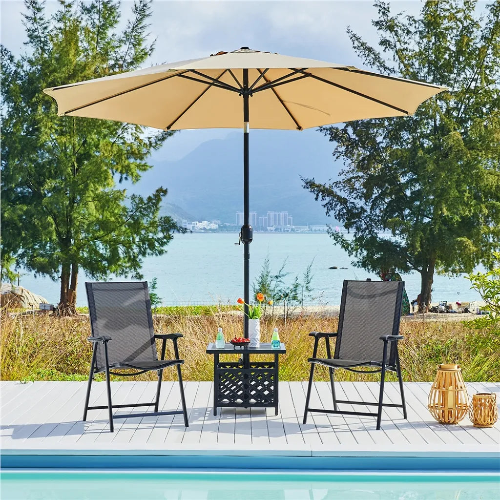 Yaheetech Garden Chairs Set of 2 - Black - Chaises pliables à haut dossier 54 × 57 × 93.5 cm - Capacité de charge maximale 150 kg
