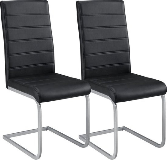 2 Chaises de salle à manger / chaise - Vegas - Cuir synthétique - Noir