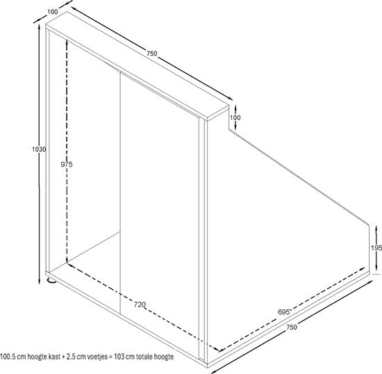 Armoire de rangement sous un mur en pente dans le grenier d'une chambre - armoire adaptée à un toit en pente