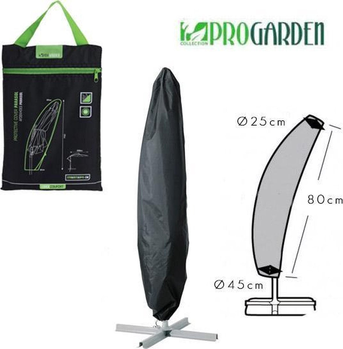 ProGarden Luxe Parasol flottant 25x45x220 cm - Noir