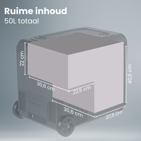 Auronic Electric Cool Box - Compresseur - Avec roues - 12V 230 Volt - Voiture - 50L - Noir/Gris