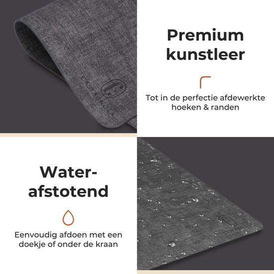 Sets de table Castagnola aspect cuir - Sets de table antidérapants en cuir artificiel - Sous-verre hydrofuge - Sous-verre - Sets de table en plastique - 6 pièces - 45 x 30 cm - Mélange noir