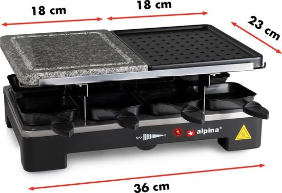 Set Plaque de cuisson 8 personnes alpina - Spatules et poêles à raclette incluses