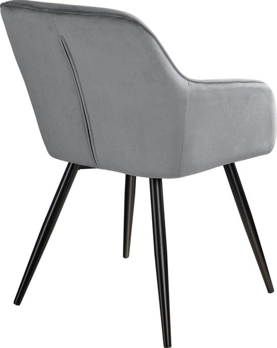 tectake® - Chaise - chaise de salle à manger - Marilyn aspect velours noir/gris - 403659