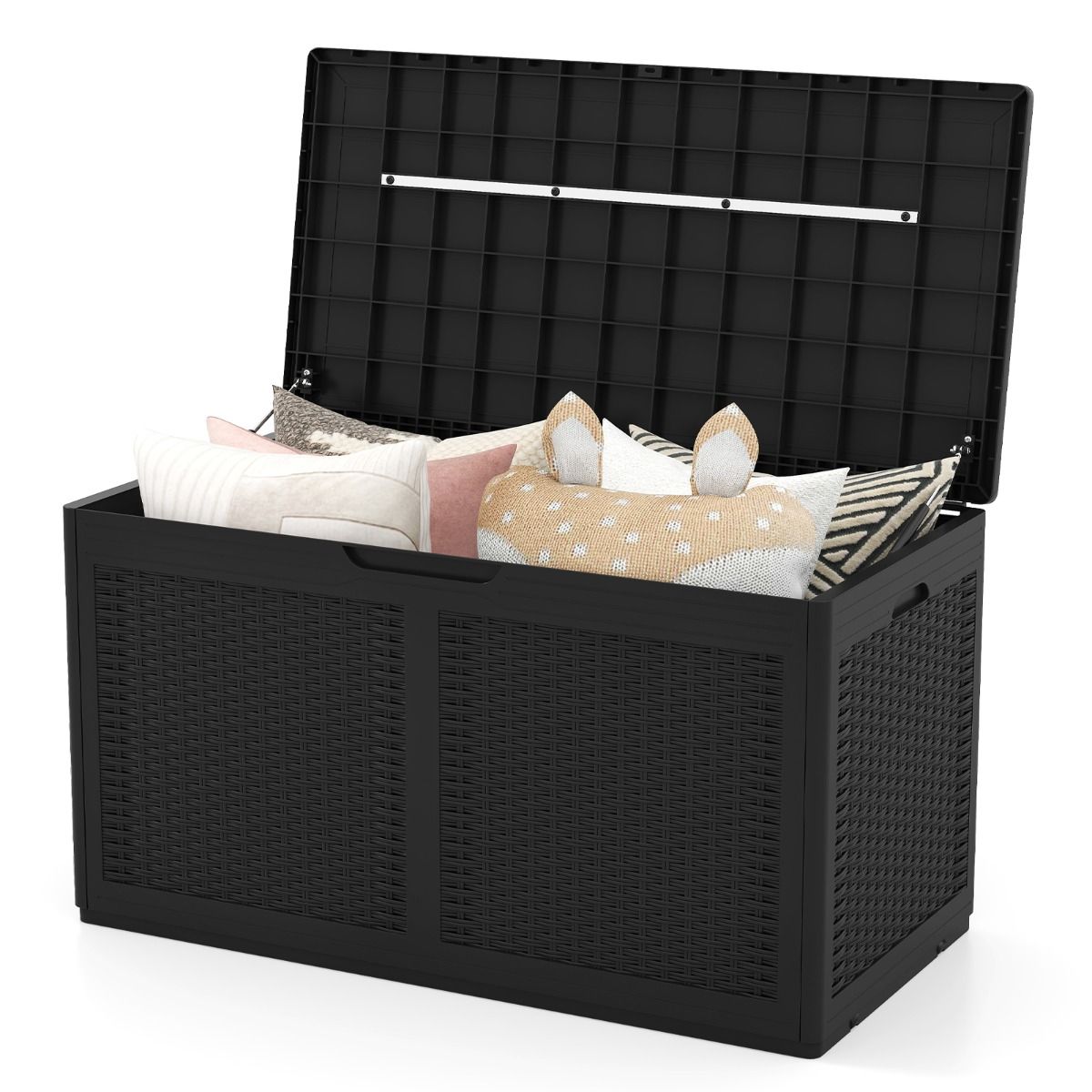 Coast Coffre de jardin à roulettes - coffre de rangement étanche - banc - noir - 380 litres