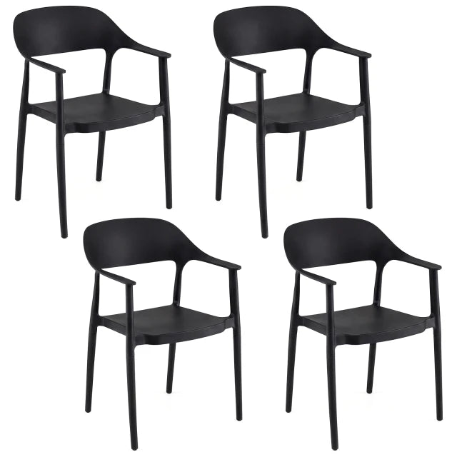 Chaises de salle à manger empilables Coast Lot de 4 - Chaises de jardin en plastique 57 x 53 x 83 cm - Noir