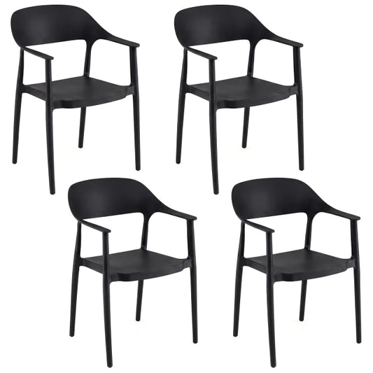 Chaises de salle à manger empilables Coast Lot de 4 - Chaises de jardin en plastique 57 x 53 x 83 cm - Noir