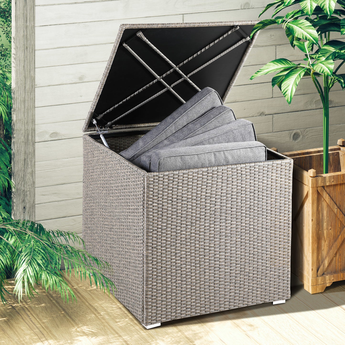 Boîte à coussins de jardin - Casaria - 318 L - Doublure imperméable avec zip - Acier galvanisé- 75x75x70cm