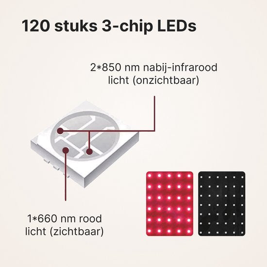 Ceinture de thérapie par lumière rouge Panacea TheraFlex avec câble - Infrarouge 660 et 850 nm - 120 LED - 219 mW/cm²