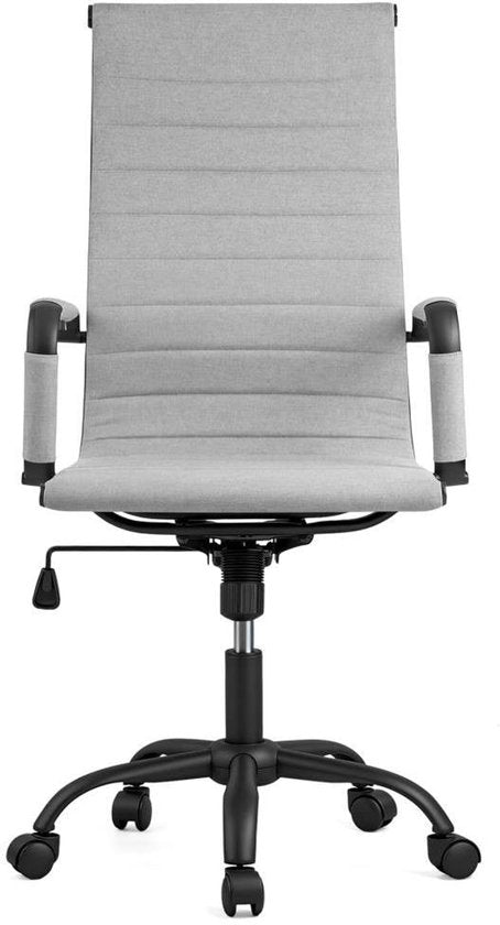 Feel Furniture - Fauteuil de bureau de luxe - Dossier haut - Gris clair avec structure noire mate