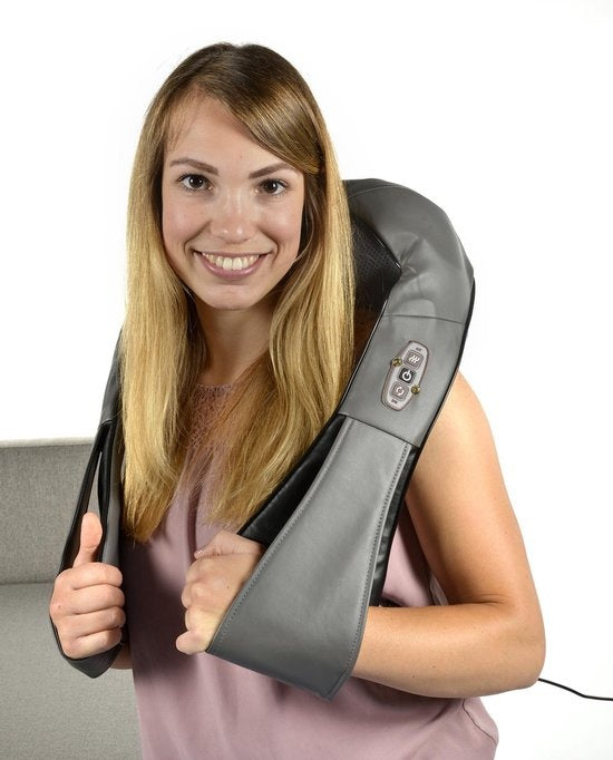 Coussin de massage shiatsu électrique Grundig - Appareil de massage pour la nuque - 8 boutons de massage - Fonction chaleur