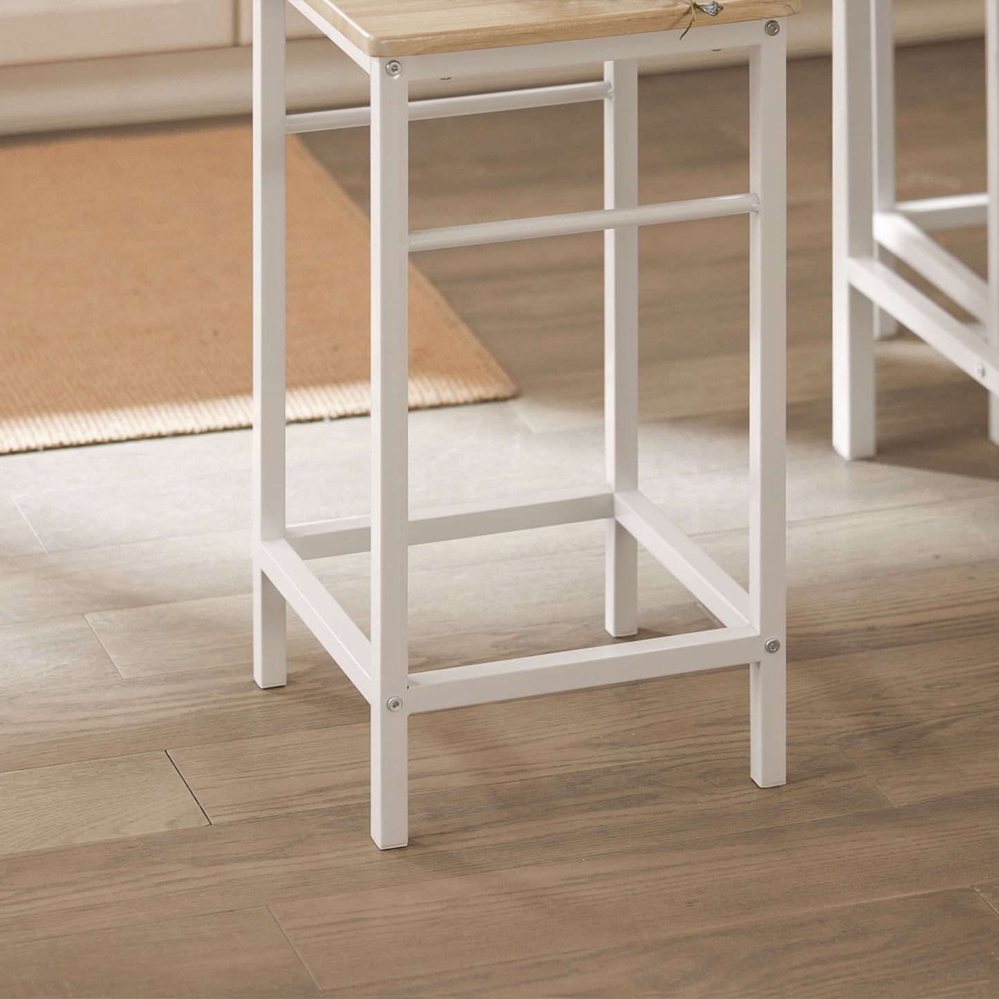 SoBuy Table de bar avec 4 tabourets - Moderne - max. 120 kg - Blanc / Marron