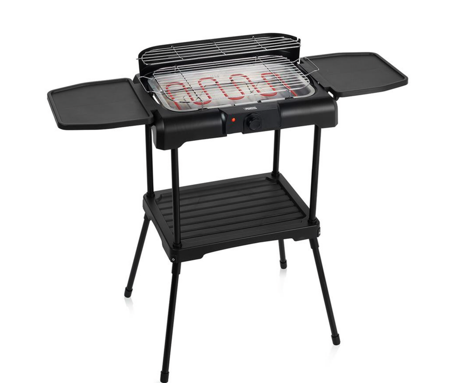 Barbecue électrique Princess avec tables latérales - 2 200 W - 40 x 24,5 cm - Noir