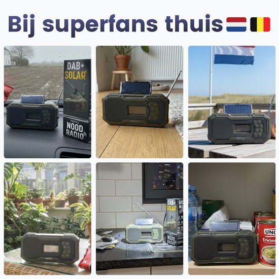 Radio d'urgence à énergie solaire et à remontage manuel - Radio d'urgence DAB+ / FM - Batterie externe de 5 000 mAh à énergie solaire - Radio de chantier - Radio de salle de bains - Kit d'urgence
