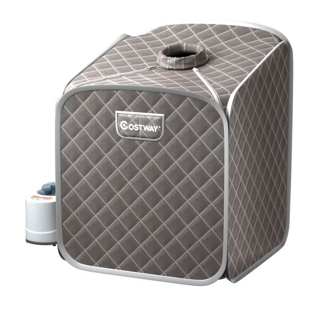Coast Mini sauna vapeur 2L avec 9 niveaux de température - Sauna domestique - Cabine de chaleur - 85 × 84 × 106 cm - Gris - Noir - Marron