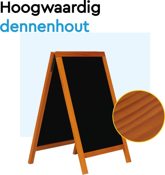 BRASQ Chalkboard Mahogany - 70x130 CM - Tableau noir - Enseigne publicitaire - Enseigne de trottoir - Double face - pour l'intérieur et l'extérieur - Hospitality