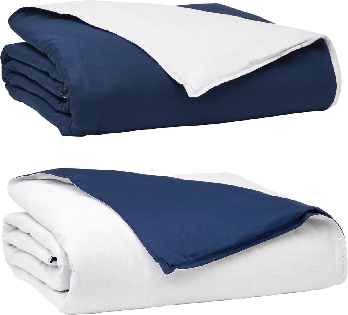 Kalm 4-Seizoens Duvet cover 2 Persoons - Verzwaringsdeken hoes - 200x220 cm - Luchtig & Ademend - Wit & Navy Blauw