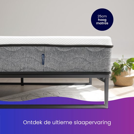 Soulsnooze® FlexComfort Premium Matelas 90 x 200 cm - 25 cm d'épaisseur - fermeté réglable - moyen ou dur - confort 3 couches - Matelas à mémoire de forme - Mémoire de forme - Mémoire de forme - Fermeté réglable - Hypoallergénique - 30 nuits de sommeil d'