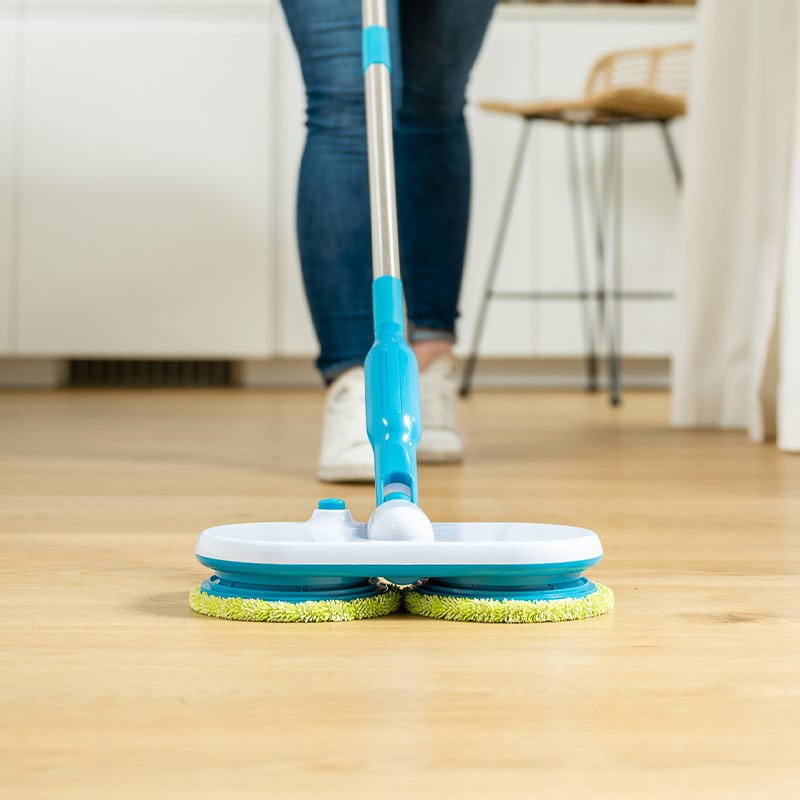 Balai à franges sans fil Hurricane - Convient à tous les types de sols - Livré avec des patins de nettoyage lavables offerts