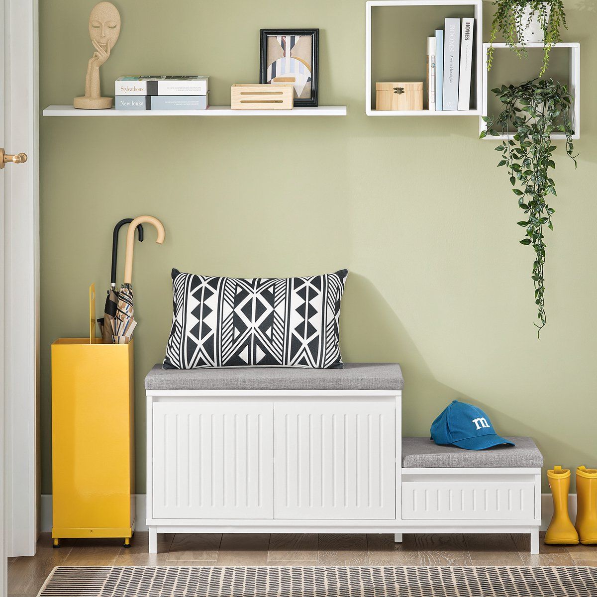 SoBuy FSR172-W Banc à chaussures - Banc de rangement blanc avec siège