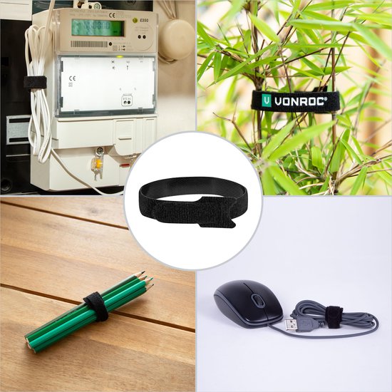 VONROC Attaches de câble Velcro - 200mm - 50 pièces