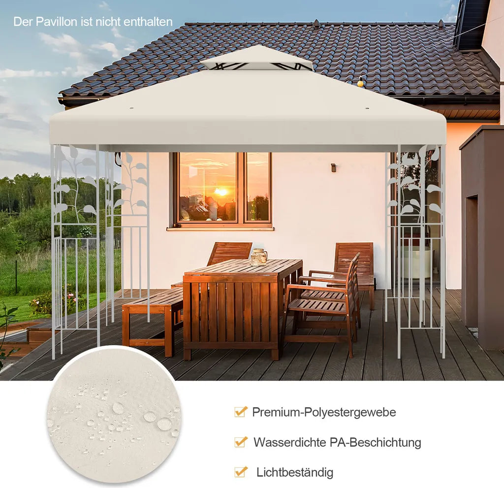 Coast Replacement Roof - Résistant aux intempéries - 3x3 M - Trous de drainage et attaches Velcro inclus - Beige