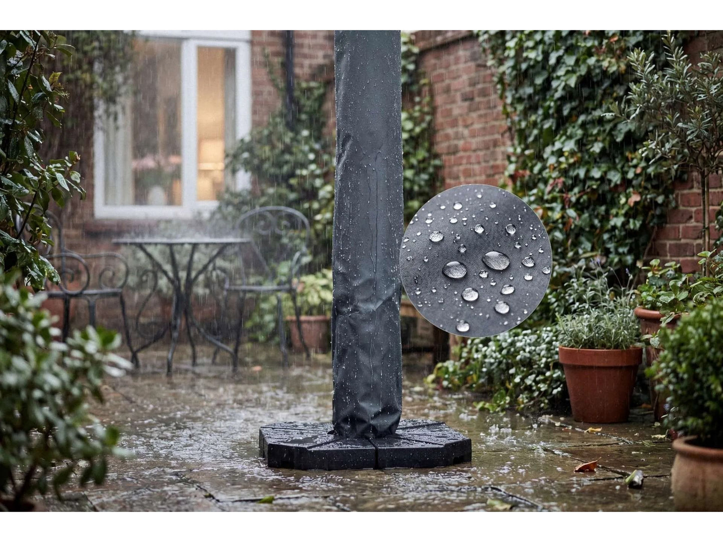Housse de parasol Feel Furniture pour parasol Roma – 4 x 3 mètres – Imperméable, avec mât en fibre de verre – Gris foncé