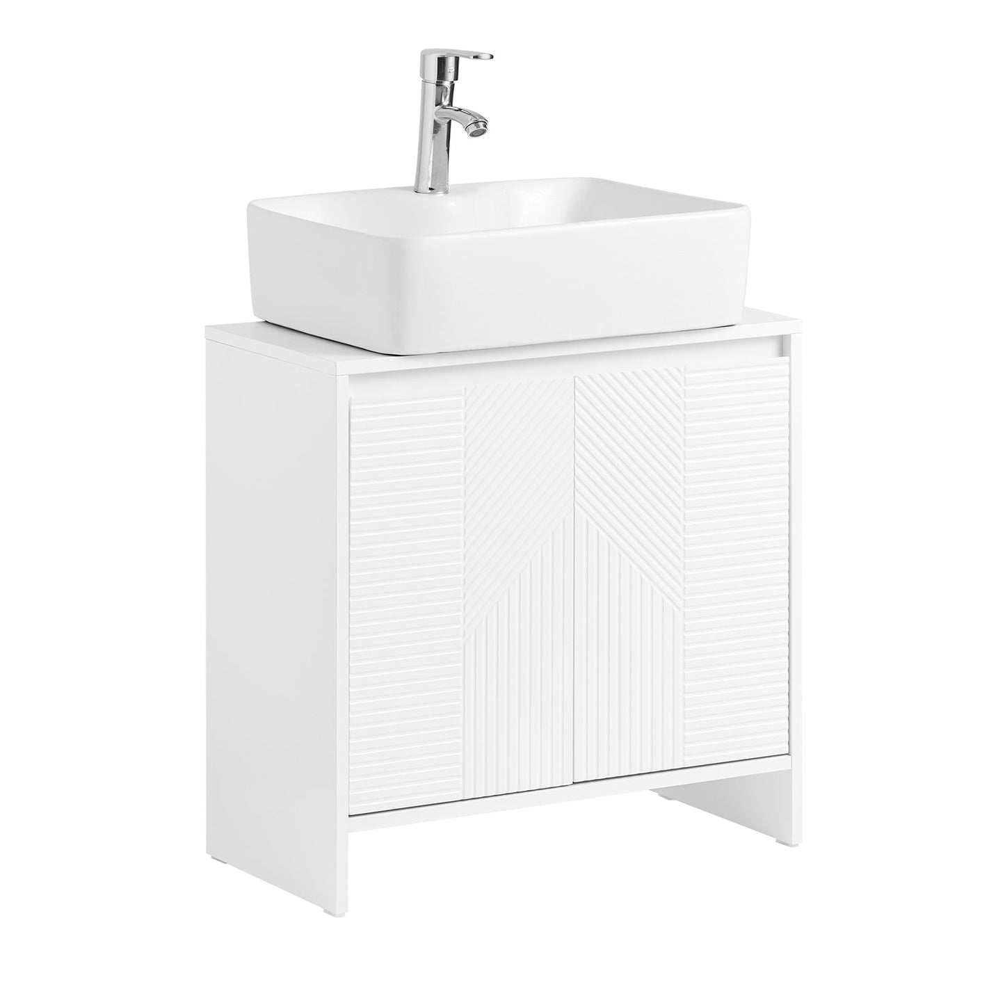 SoBuy BZR157-W Meuble sous évier Meuble de salle de bains Meuble bas Meuble de salle de bains - Blanc - 60 x 61 x 30 cm