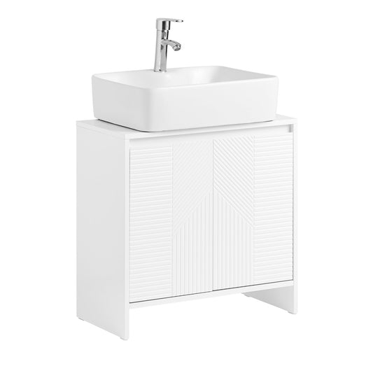 SoBuy BZR157-W Meuble sous évier Meuble de salle de bains Meuble bas Meuble de salle de bains - Blanc - 60 x 61 x 30 cm