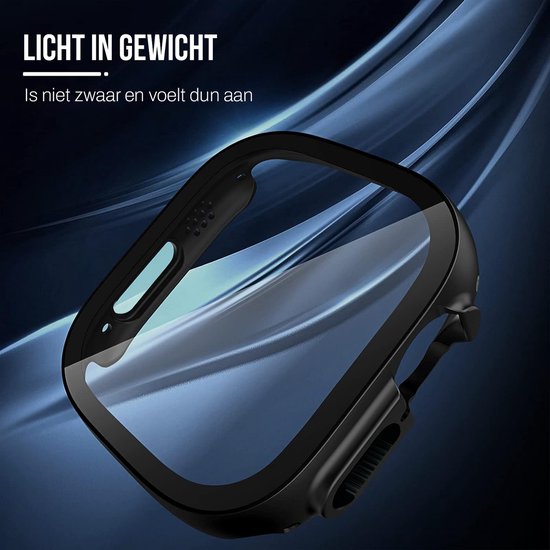 Coque adaptée à l'Apple Watch Ultra - 49 mm Screen Protector - Podec Full Cover Hard Case - Black - 2 Pieces