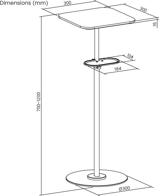 VDD - Beamer Tripod - Beamer Bracket - Beamer Stand - Projector Stand - Beamer Holder - Beamer Table - media shelf - black