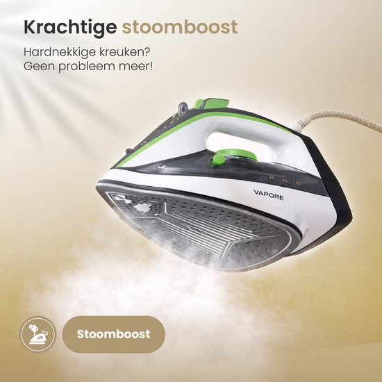 Vapore - Fer à vapeur 2400W - Semelle en céramique - Fer à repasser - 34g/min de vapeur - Anti-goutte - Fer à repasser - Autonettoyant - Tapis de repassage résistant à la chaleur inclus