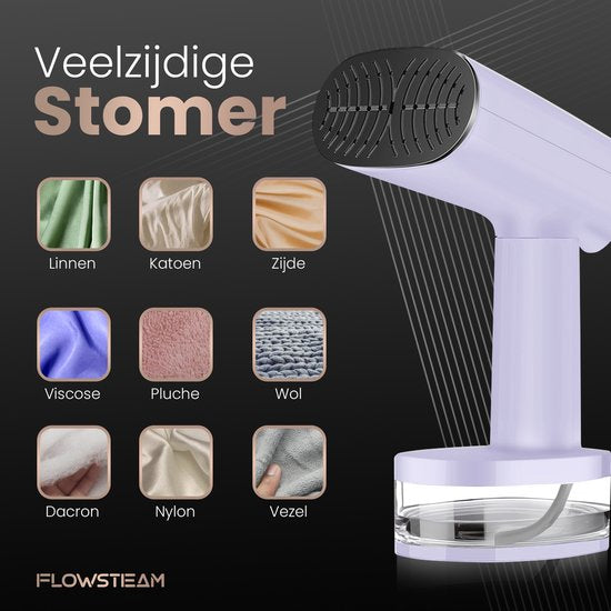 FLOWSTEAM® Luxury Clothes steamer - Défroisseur à main - Vêtements à la vapeur - Lavender Edition