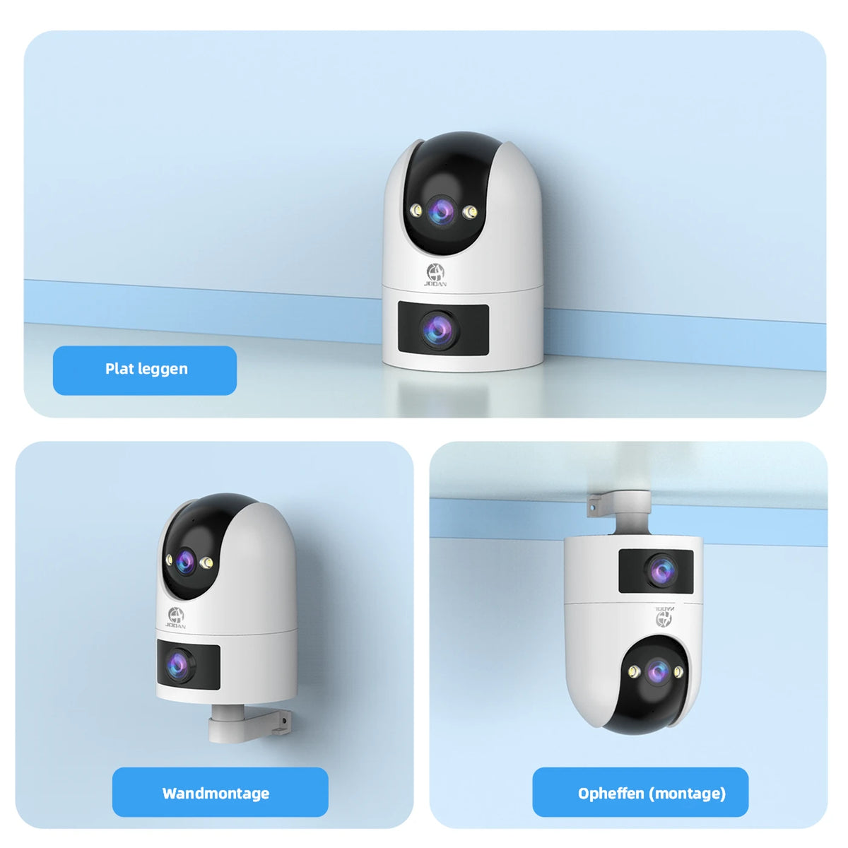Caméra de sécurité Jooan à double objectif 2K - Wi-Fi avec application - Noire
