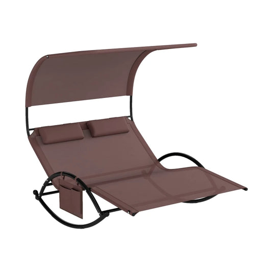 Chaise longue à bascule double Coast - Toit pare-soleil - 2 appuie-tête - 300 kg