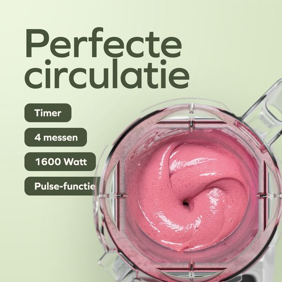 KitchenBrothers Power Blender - 1600W - 2L - Smoothie Maker - Ice Crusher - Gris Métallique