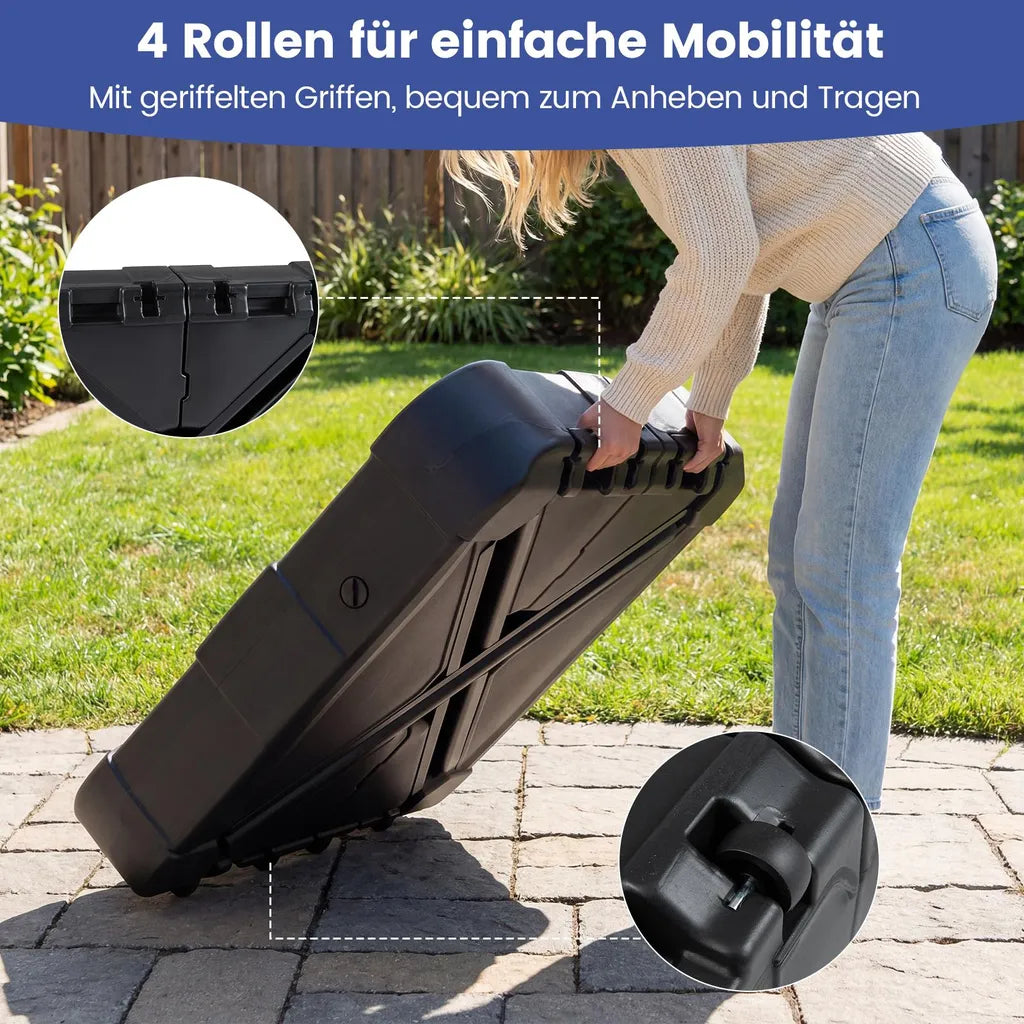 Coast Parasol Base with Wheels - Base de parasol flottant remplissable 84 x 84 x 20 cm - Noir