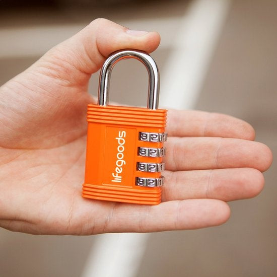 Cadenas LifeGoods - Serrure numérique - 4 chiffres - Résistant aux intempéries - Orange
