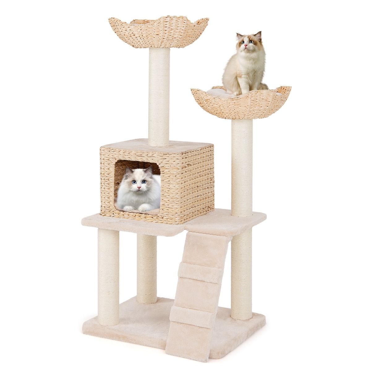 Arbre à chat Coast - 4 niveaux - arbres à chat en sisal - coussins lavables - beige 122 cm