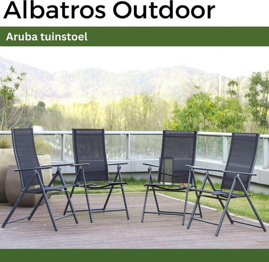 Albatros Aruba Garden Chairs Set of 2 - Chaises de jardin pliantes avec structure métallique robuste et grande capacité de charge - Chaises pliantes confortables également comme chaises de terrasse ou chaises de balcon