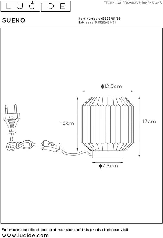 Lucide SUENO - Lampe de table - Ø 13 cm - 1xE14 - Rose