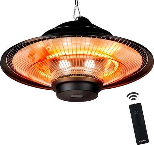 alpina Heater Chauffe-terrasse - Chauffage infrarouge - IP44 résistant aux éclaboussures - 1500W - Noir