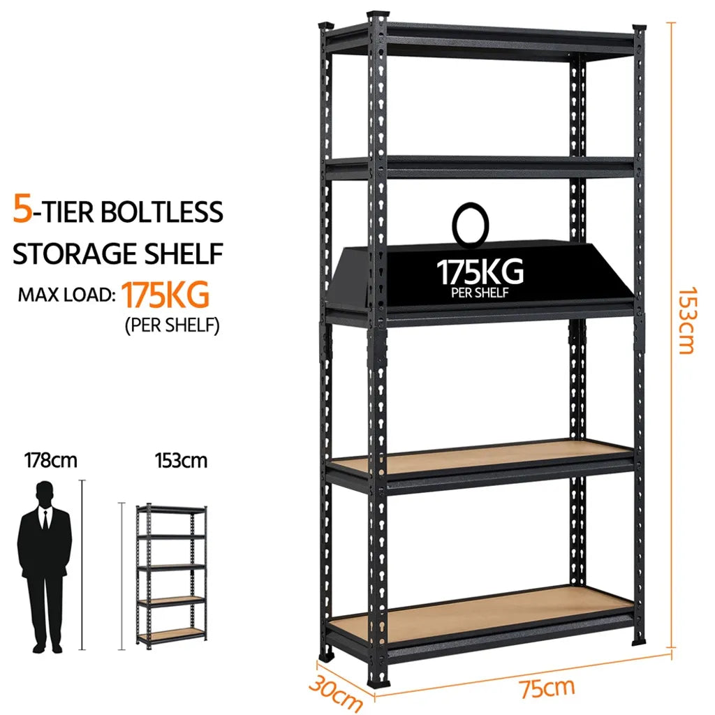 Yaheetech : rayonnage métallique pour charges lourdes, 153 x 75 x 30 cm, noir
