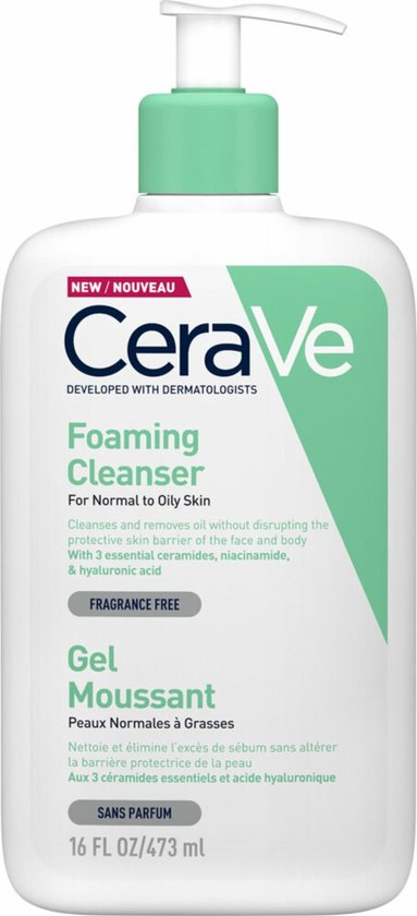 Gel nettoyant moussant CeraVe - pour peaux normales à grasses - 473 ml