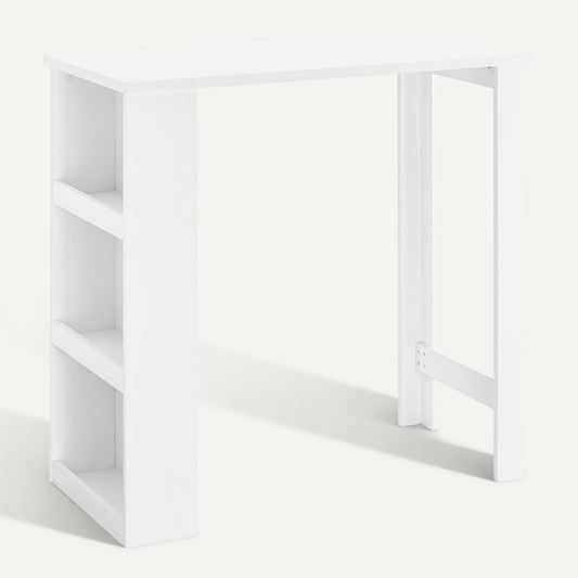 Table de bar SoBuy blanche - 112 x 57 x 106 cm - Avec 3 étagères de rangement
