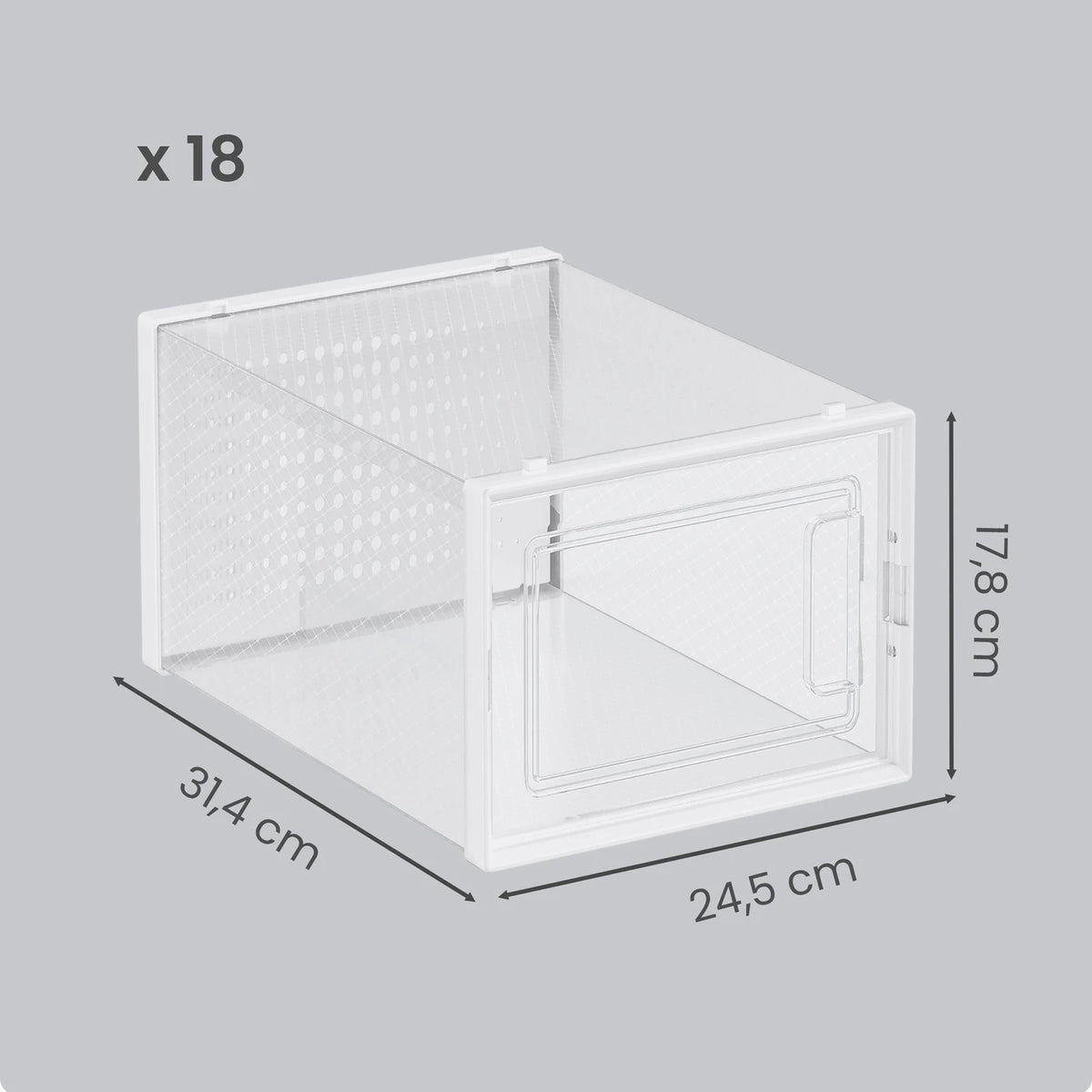 Boîtes de rangement à chaussures empilables Joyfurnos, lot de 18 - Blanc transparent - 35 x 25,2 x 19 cm