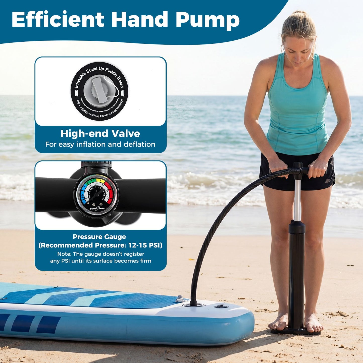 Planche de SUP gonflable Coast - 336 x 77 x 16 cm - Bleu foncé