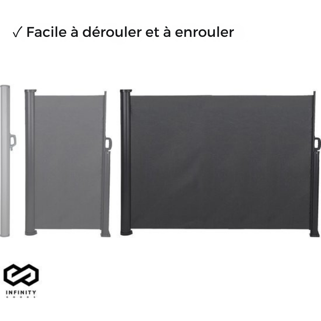 Brise-vent extensible Infinity Goods - 300 x 140 cm - Rétractable - Résistant aux intempéries - Anthracite