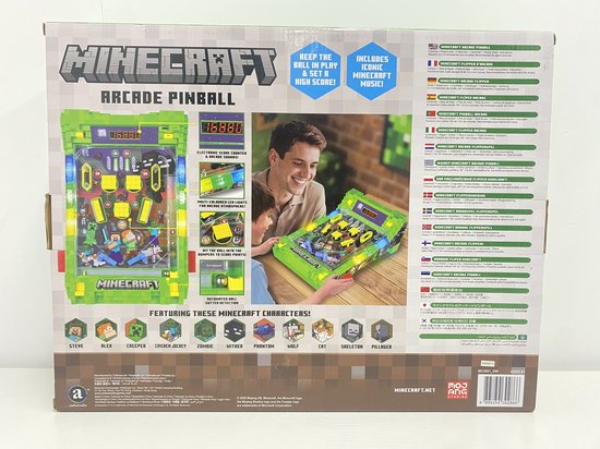 A Ambassador® Minecraft Pinball Machine - Licence officielle - Arcade Pinball - Mini Pinball - Machine de jeu - Score Counter - Table Top - Jeux pour enfants - adultes - The Big Toy Book 2025